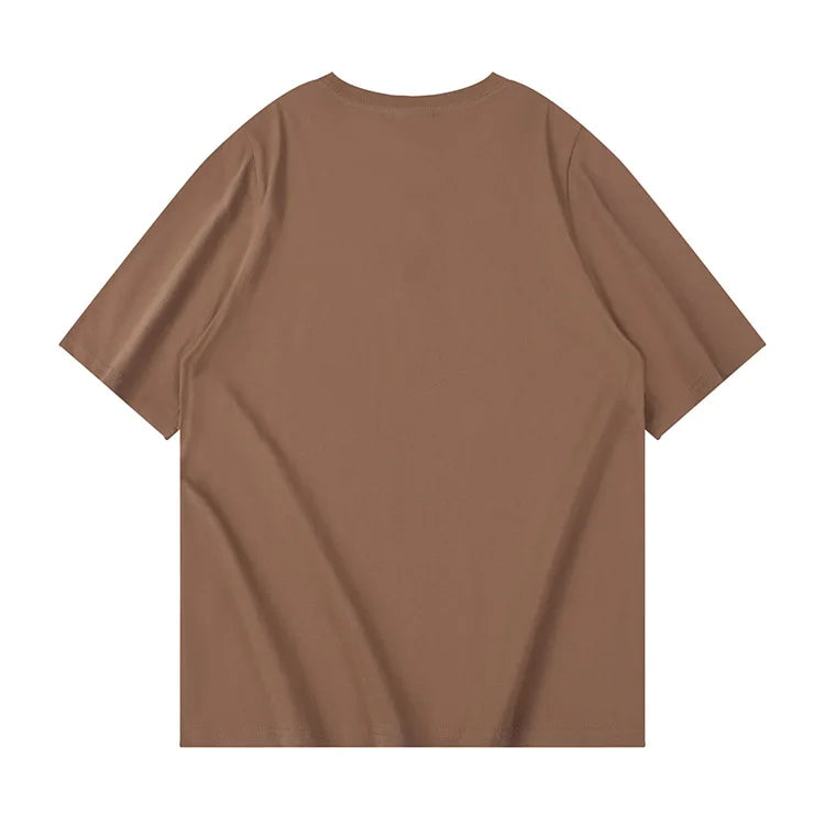 Summer New 220g Pure Cotton Short-Sleeved T-Shirt Men's Japanese Vintage Printed Round Neck Loose Top Street King Limited