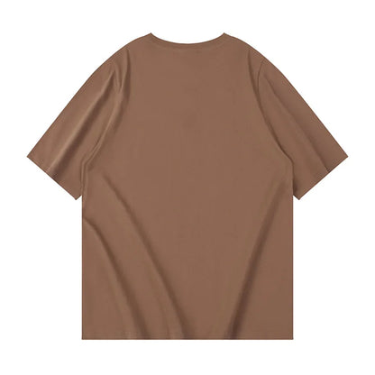 Summer New 220g Pure Cotton Short-Sleeved T-Shirt Men's Japanese Vintage Printed Round Neck Loose Top Street King Limited