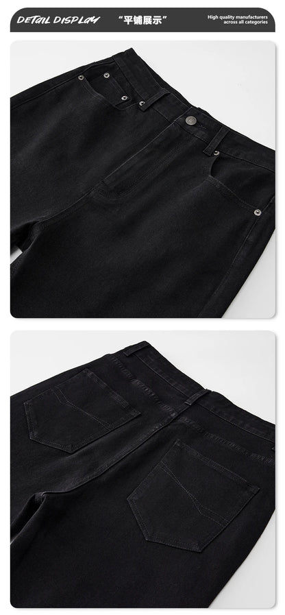 men black elastic denim micro flared jeans pants streetwear fashion cleanfit hip hop punk slim fit jeans y2k pants trouser unique jeans style 1695