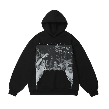 Fashion Punk Rivets Hoodies Pullover Hooded Sweatshirts Harajuku Women Streetwear Skateboard Casual Patchwork Tops Men Hoodies Street King Limited