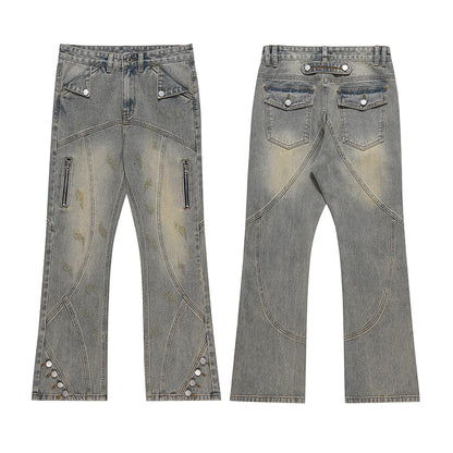 hip hip streetwear denim straight pants mens harajuku retro washed cotton casual zipper joggers jeans trousers pants jean men unique joggers style 1083