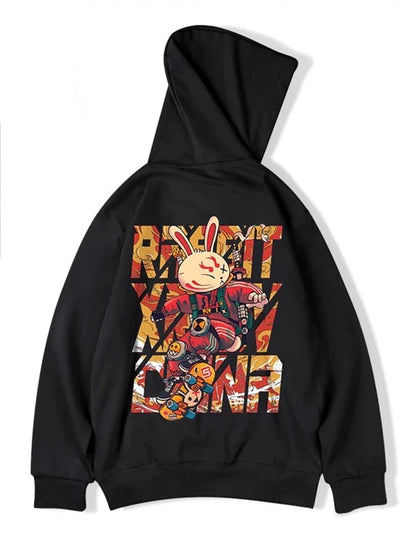 Anime Skateboard Rabbit Print Hoodies Men's Japanese Y2K Hoodie Sweatshirts Autumn Casual Pullover Male Funny Hoody Streetwear Street King Limited