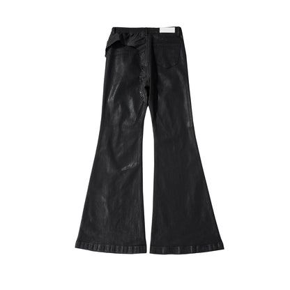 y2k streetwear wax leather strecth jeans for men and women ropa hombre baggy flare pants oversized straight denim trousers 1 unique jeans style 328