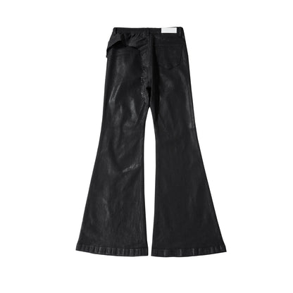 y2k streetwear wax leather strecth jeans for men and women ropa hombre baggy flare pants oversized straight denim trousers 1 unique jeans style 318