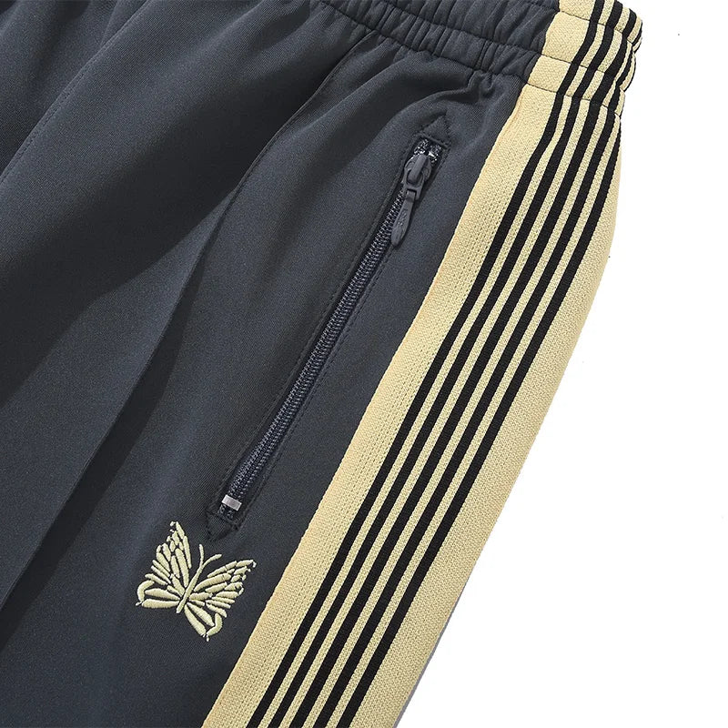 best quality embroidery logo new pants men woman side edge weaving stripe drawstring loose casual grey motion trousers minimalist street pants