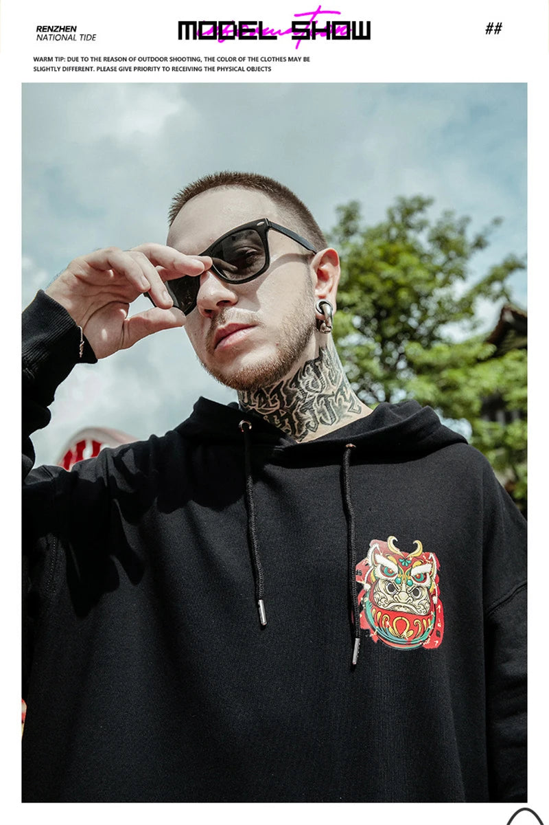 Japanese Streetwear Graphic Print Mens Hoodies Harajuku Fashion Fleece Pullovers Oversized Loose Comfortable Y2K Sweatshirts Street King Limited