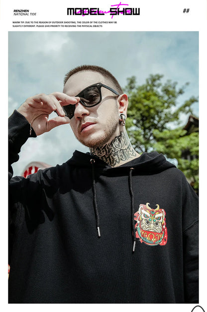 Japanese Streetwear Graphic Print Mens Hoodies Harajuku Fashion Fleece Pullovers Oversized Loose Comfortable Y2K Sweatshirts Street King Limited