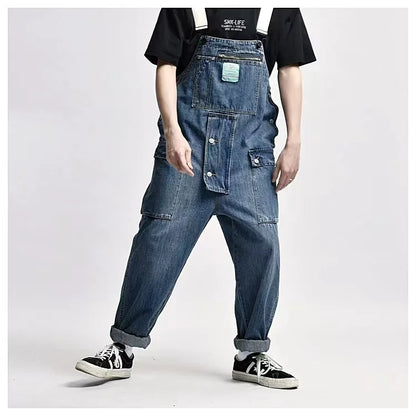 2023 men clothing chic denim overalls mens work cargo pants old school easy worker multi pocket bib jumpsuit denim pants unique cargo style 711