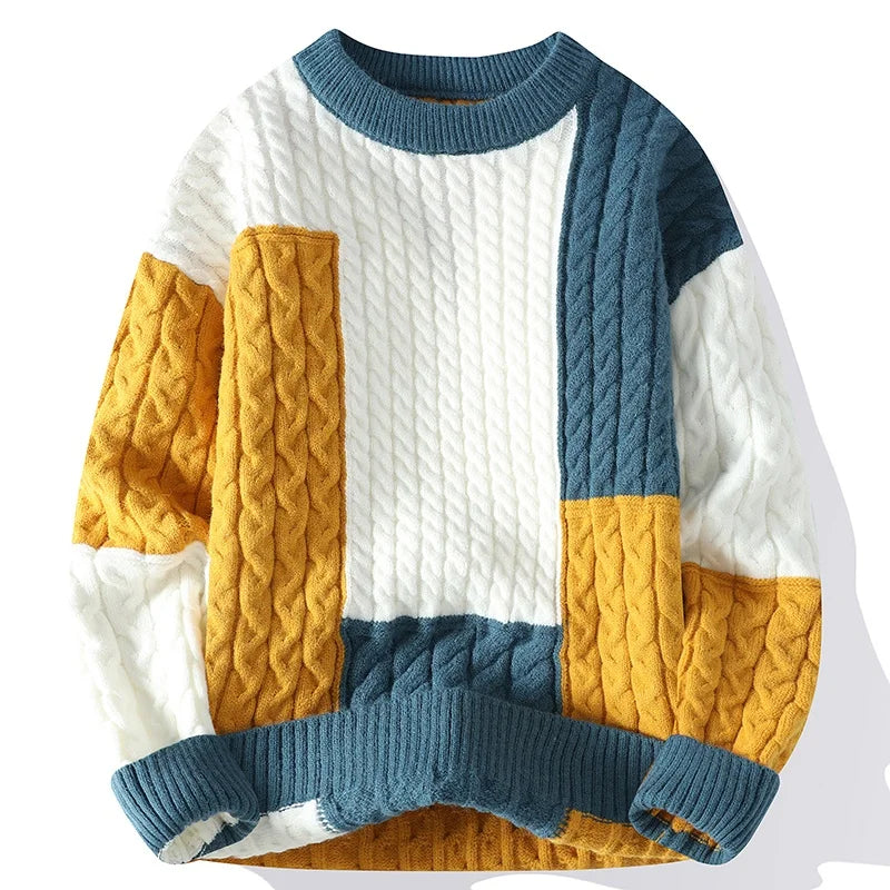 Autumn Men's Twist Braid Sweater Fashion Pullovers Winter Thick Knit Sweaters Streetwear Solid Warm O Neck Jumper Pullover Street King Limited