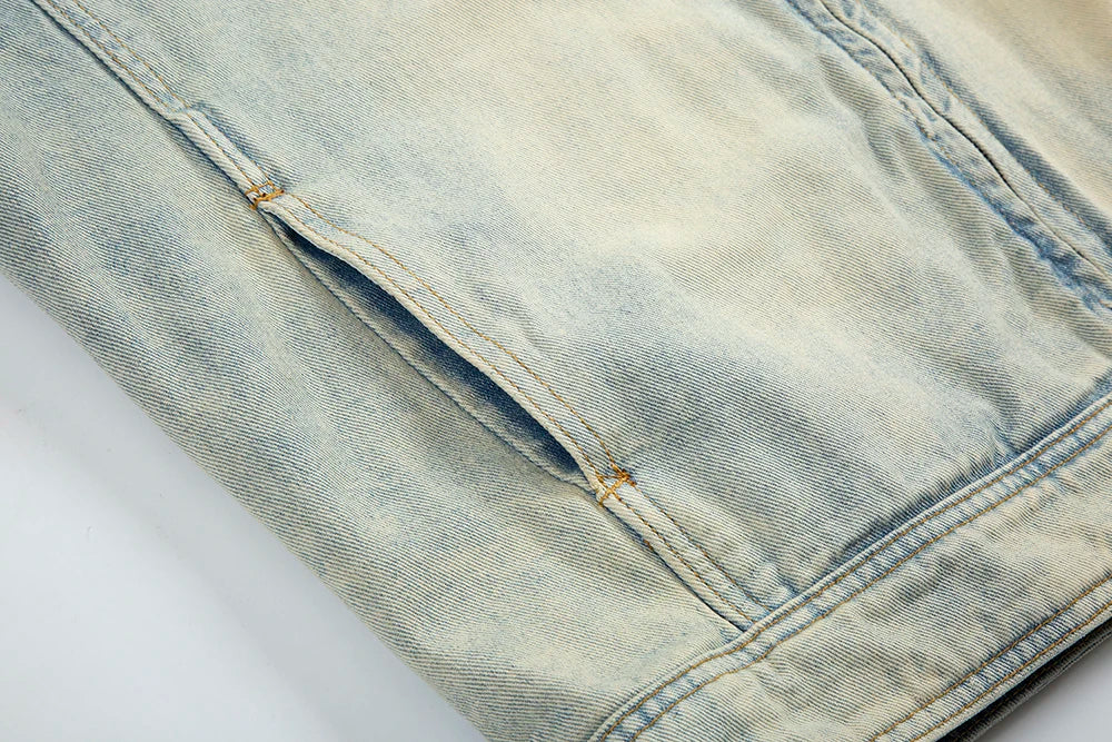 y2k streetwear washed biker jeans jackets for men and women zipper pocket ropa hombre windbreaker denim coat oversized unique jeans style 813