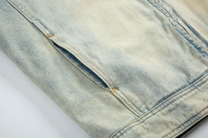 y2k streetwear washed biker jeans jackets for men and women zipper pocket ropa hombre windbreaker denim coat oversized unique jeans style 813