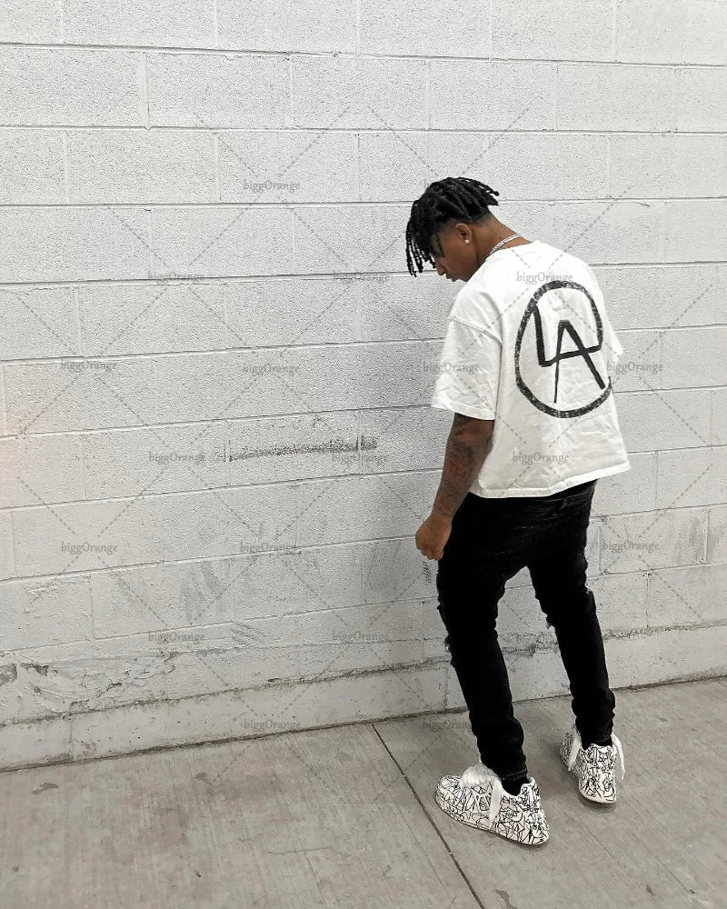 2024 Summer American Fashion Brand Street T-shirt Letter Printing Oversized Short-sleeved Men Y2K Fashion Loose Casual Clothing Street King Limited