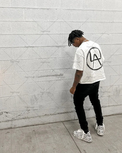 2024 Summer American Fashion Brand Street T-shirt Letter Printing Oversized Short-sleeved Men Y2K Fashion Loose Casual Clothing Street King Limited
