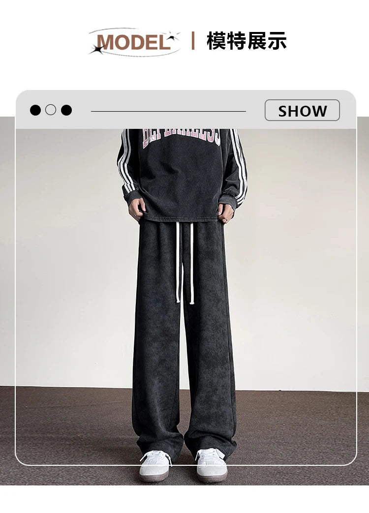 harajuku streetwear tie dye casual pants men women wide leg straight mopping trousers oversize korean fashion drawstring pants unique default style 1305