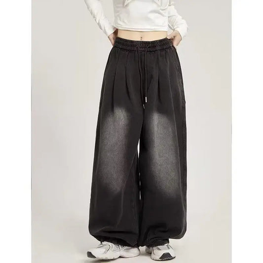 y2k american street hip hop men and women trendy personality straight tube loose jeans couple retro washed wide leg casual pants stacked flare jeans