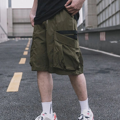Korean trendy brand personality printed short sleeved T shirt Fashion street Y2K men and women straight functional work shorts Street King Limited