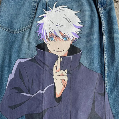 harajuku y2k baggy jeans the winged dragon of ra print wide leg denim pants popular anime jeans streetwear trouser men clothing unique jeans style 4470