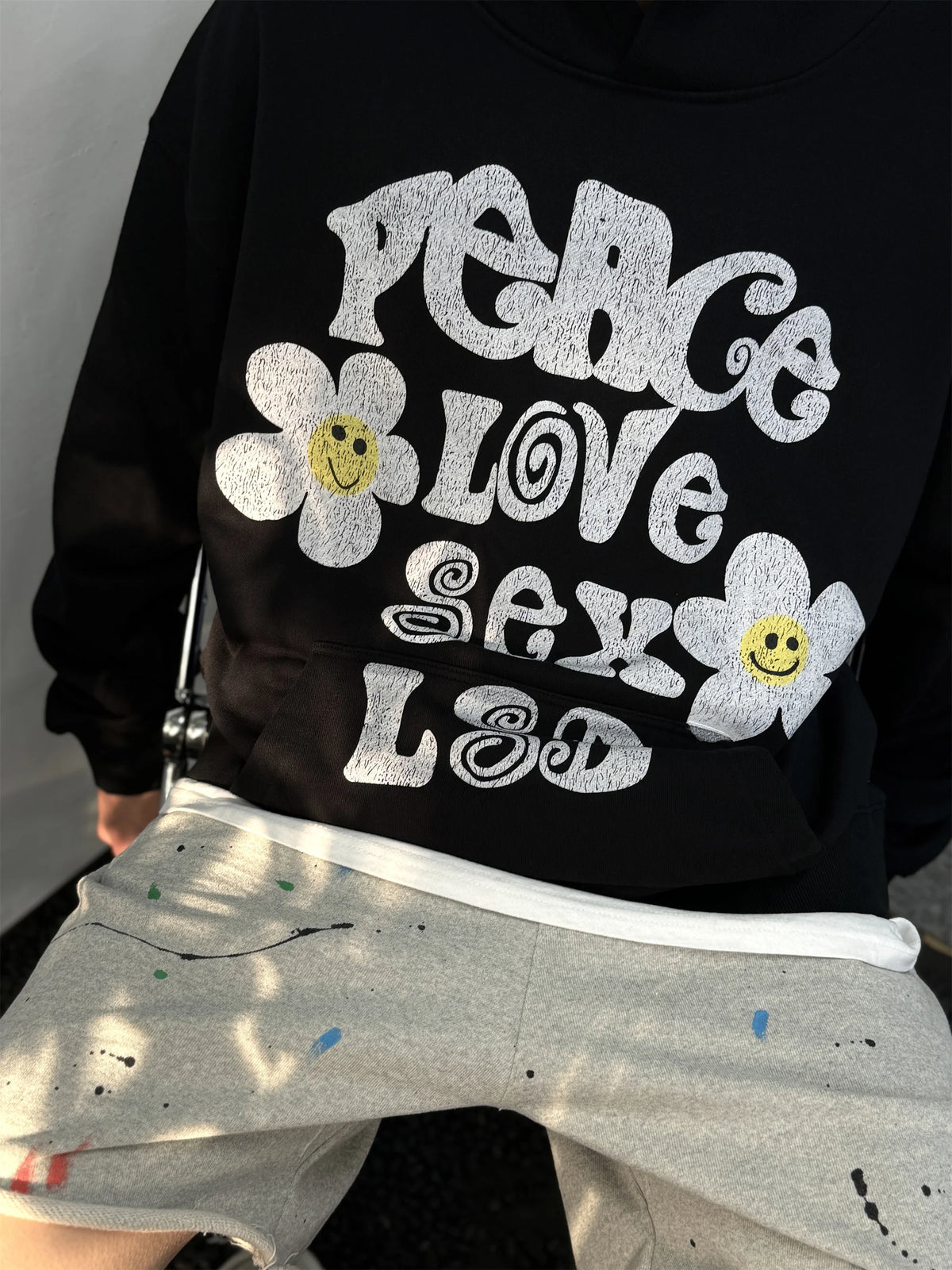 2024 Vintage readymade Style Letter Flower Print Quality Loose Oversized High-Street Cotton Hoodies Sweater Pullover Street King Limited