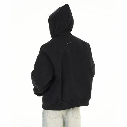 spring autumn hood bomber jacket men streetwear fashion loose casual hooded short cargo jacket cityboy coat outerwear combat utility trousers