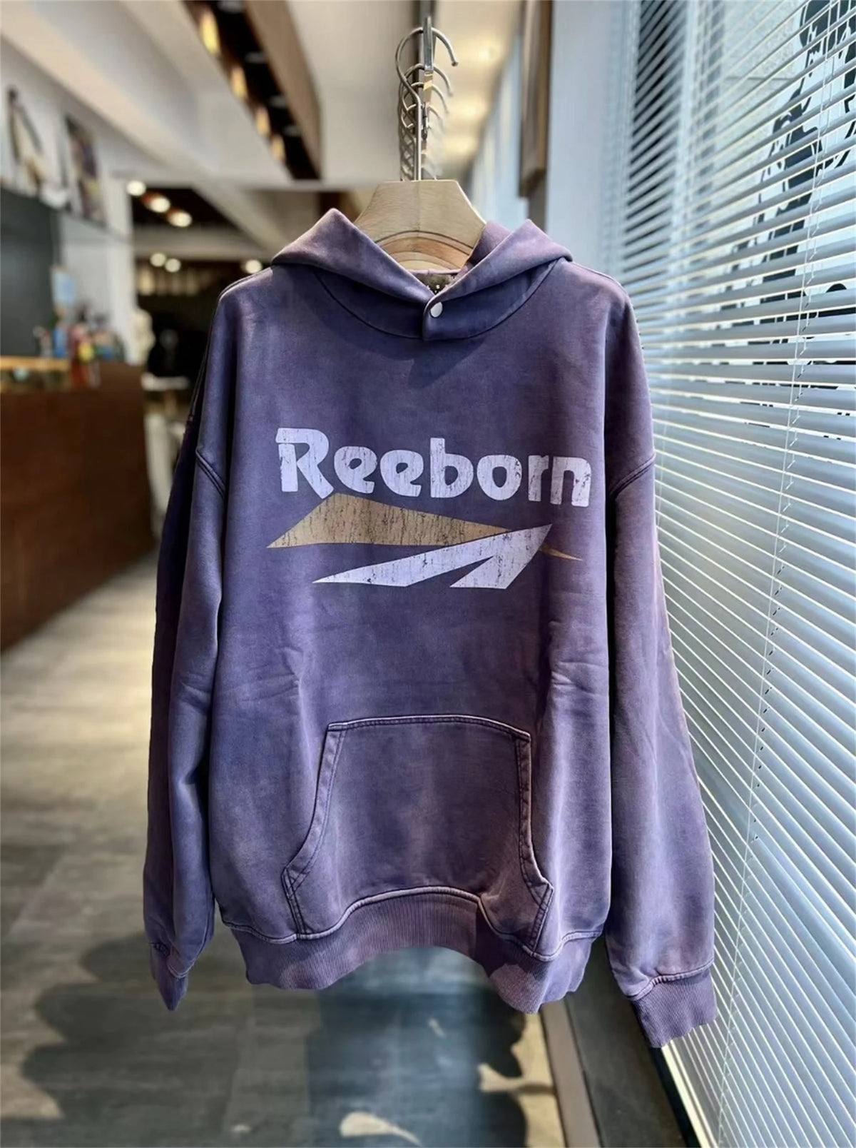 FP Brand Fashion New REEBORN Cracked Slogan Print High-Street Oversized Casual Cotton Hoodie Sweatshirt Street King Limited