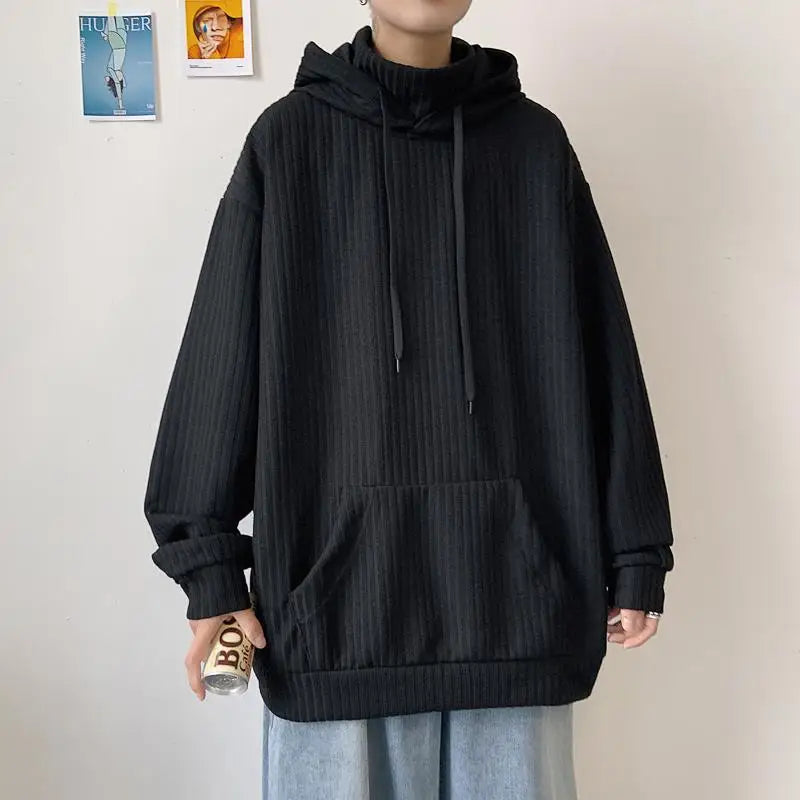 Retro knitted sweatshirt men's Japanese fashion brand ins spring and autumn hooded jacket Hong Kong style outer wear y2k top emo Street King Limited