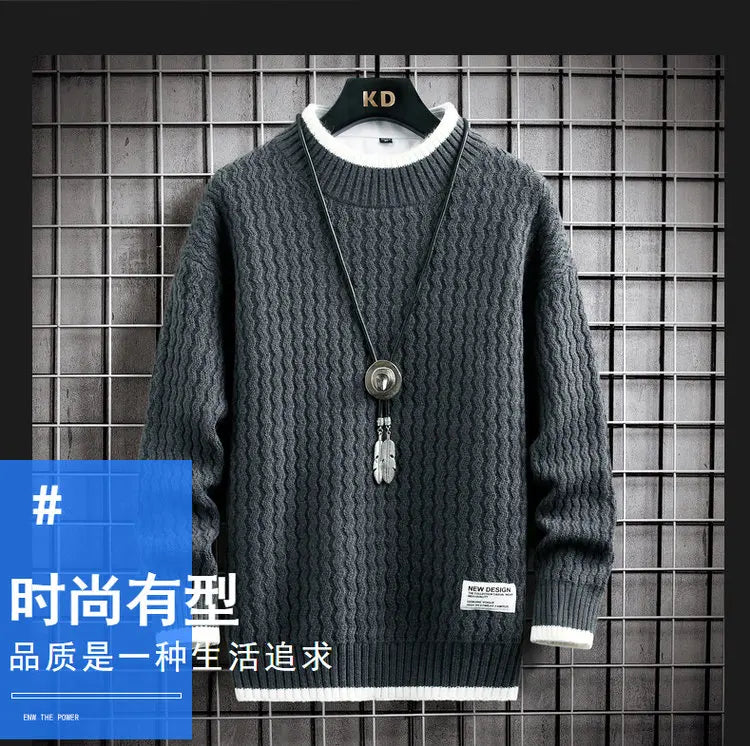 Brand Clothing Men's Loose Pullover Male Slim Fit Fashion Knitted Sweater Man  Thick Warm Pull Homme Retro Stripe Sweaters 4XL Street King Limited