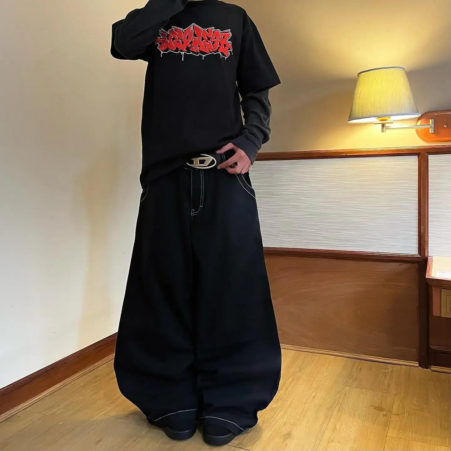 wexwear embroid baggy jeans harajuku hip hop graphic high waist wide trouser streetwear y2k jeans men women gothic black pants unique jeans style 1860