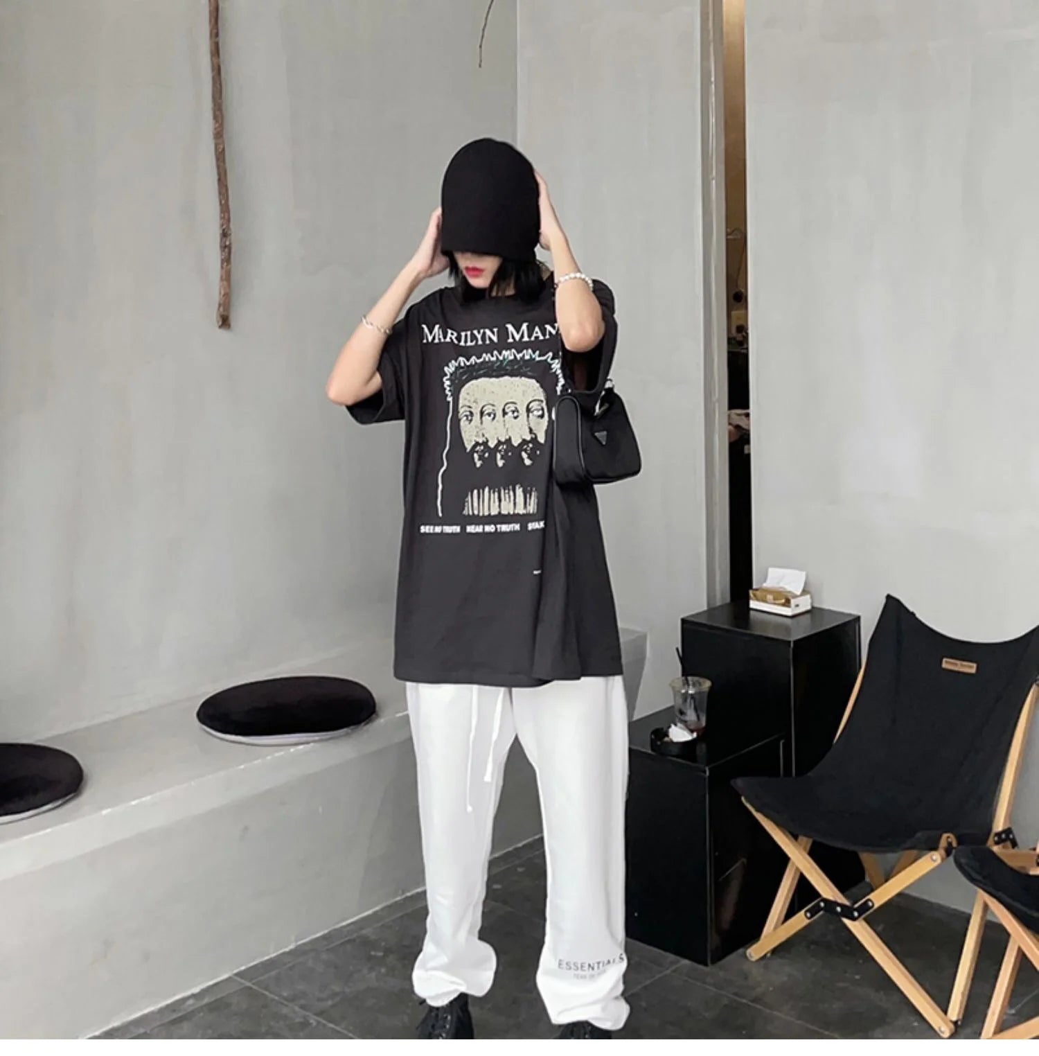 Summer Retro Vintage Rock Band Tee Portrait Print Cotton High-Street Casual Loose T-Shirt For Men Street King Limited