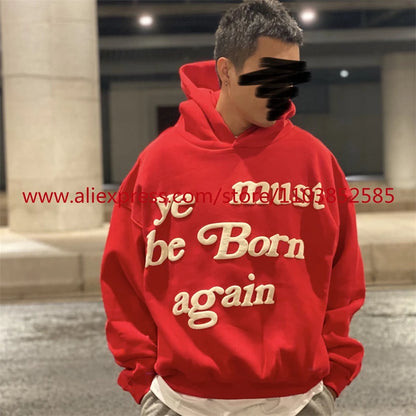 Autumn Winter New 2024 Vintage American Long sleeved Hoodie Men's Heavyweight Letter Embroidered Print High Street Tops Oversize Street King Limited