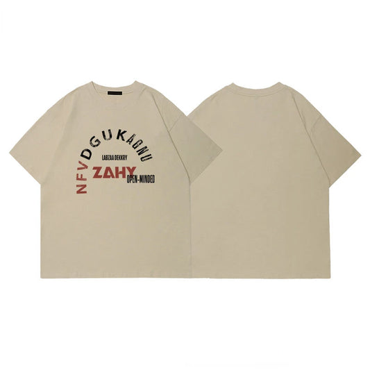 Trendy Korean Style Personalized Ins Creative Letter Printed T-shirt Summer Men's Y2K Street Casual Half-sleeved Round Neck Top Street King Limited