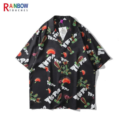Rainbowtouches Men Shirt Summer Hip Hop Butterfly Pattern Tops Loose Popular Comfortable Cyber CelebrityFancy Good Short Couples Street King Limited