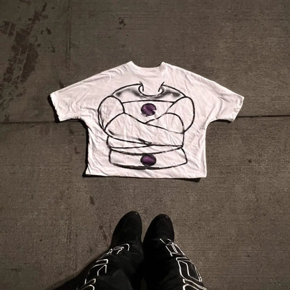 American fashion trend letter print oversized round T-shirt men's street hip-hop casual Harajuku loose short-sleeved top Street King Limited
