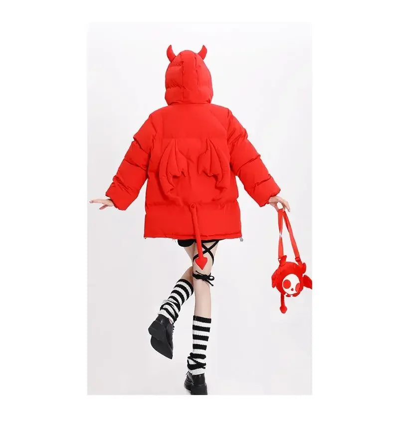 Winter loose devil thick cotton coat trend high street flight suit Japanese college style cotton jacket men or women winter tops Street King Limited