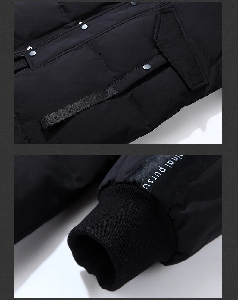 2023 New Winter Men Parka Big Pockets Casual Jacket Hooded Solid Color 2 colors Thicken And Warm hooded Outwear Coat Size 3XL Street King Limited