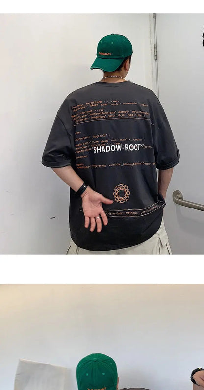 Summer quarter-sleeved men's T-shirt ins clothes trend Korean style loose mid-sleeve short-sleeved T-shirt half-sleeved T shirts Street King Limited