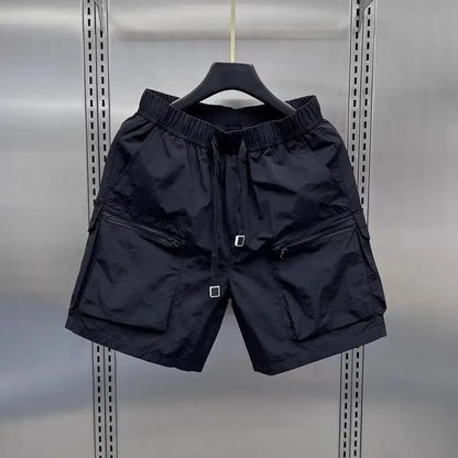 Men Shorts Summer Outdoor Glossy Cool Feeling Quick Dry Wide Leg Pants Functional Wind Large Pockets Trendy Men Workwear Shorts Street King Limited