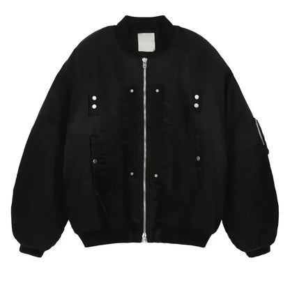 undermycar 2023 new high street fashion brand high quality multi pocket flight jacket cotton coat black unique default style 3620