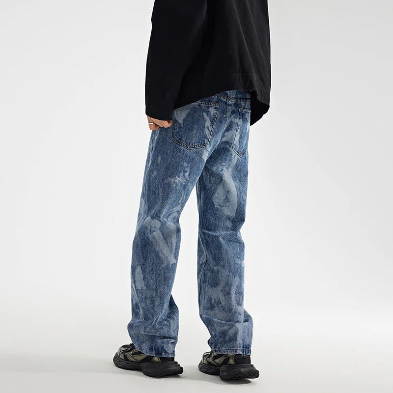 designer human printed denim jeans mens new casual zipper straight hip hop jeans streetwear baggy pants joggers graphic jeans streetwear sweatpants