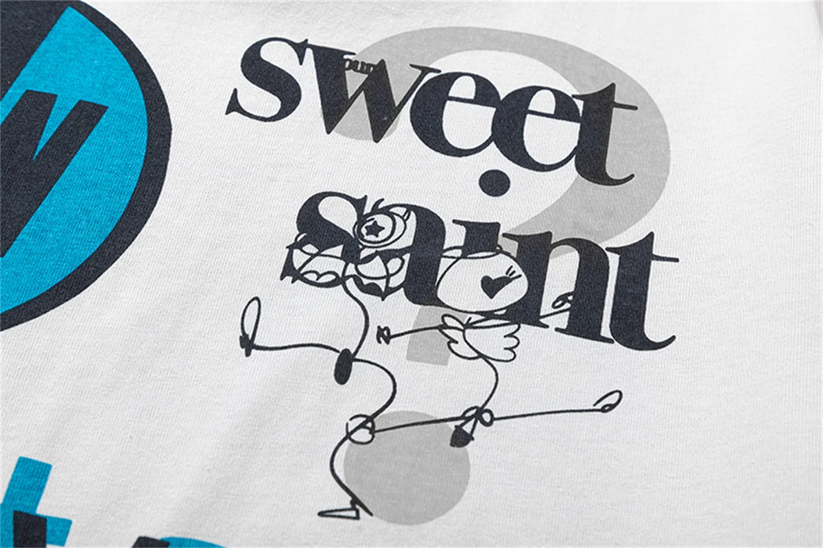 Retro Summer Vintage Letter Print High-Street Streetwear Casual Loose T-Shirt Tops Street King Limited