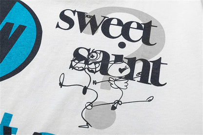 Retro Summer Vintage Letter Print High-Street Streetwear Casual Loose T-Shirt Tops Street King Limited