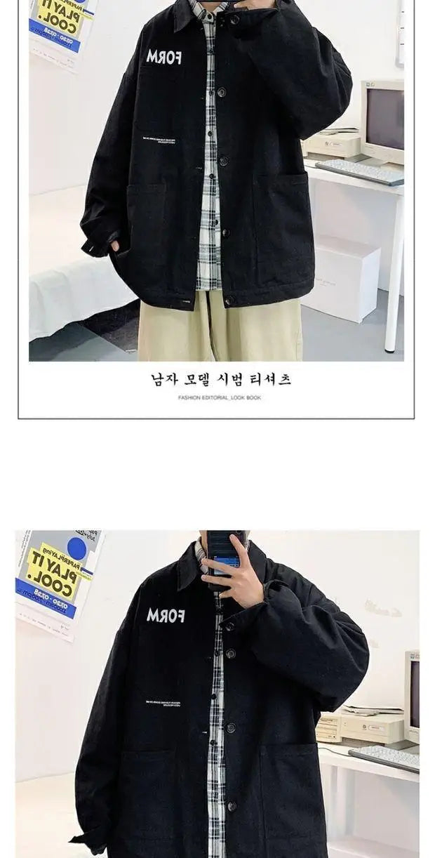 retro japanese workwear vintage style jacket mens spring and autumn korean version trendy handsome loose handsome jacket tops unique default style 4915