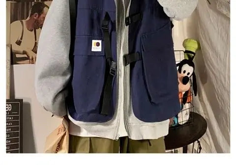 Fake two-piece coat men's ins, trendy Japanese functional workwear hooded jacket, autumn European and American retro trend tops Street King Limited