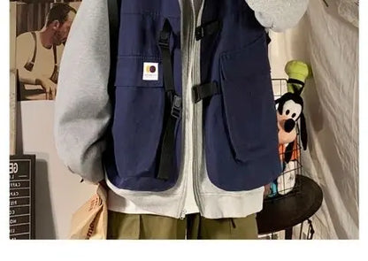 Fake two-piece coat men's ins, trendy Japanese functional workwear hooded jacket, autumn European and American retro trend tops Street King Limited