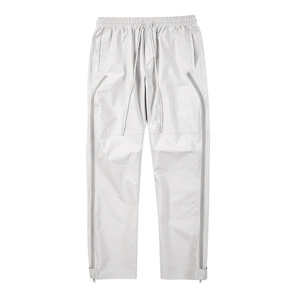 y2k pantalones hombre front two long zipper drawstring trousers unisex vibe style solid baggy cargo pants oversized overalls utility cargo pants