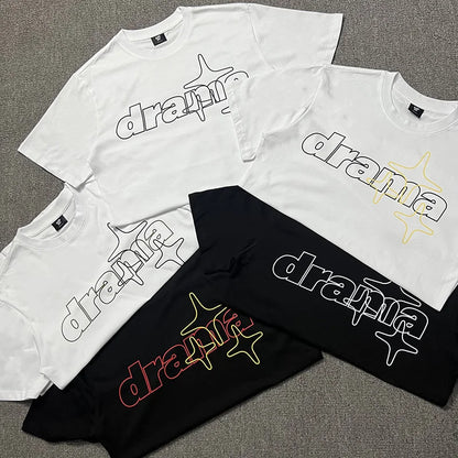 2024ss Drama Call T-shirt Men Women 1:1 High Quality Stars Letter Print Fashion Street Lovers Casual Tops Tee Street King Limited