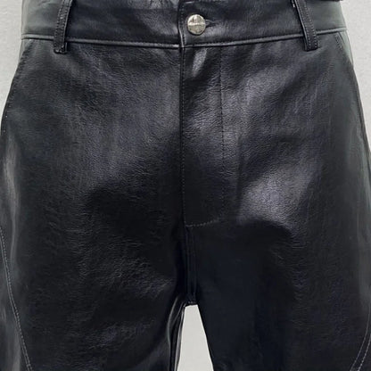 men streetwear fashion hip hop punk gothic vibe casual leather bell bottoms pant man boyfriend flared trousers unique default style 2893