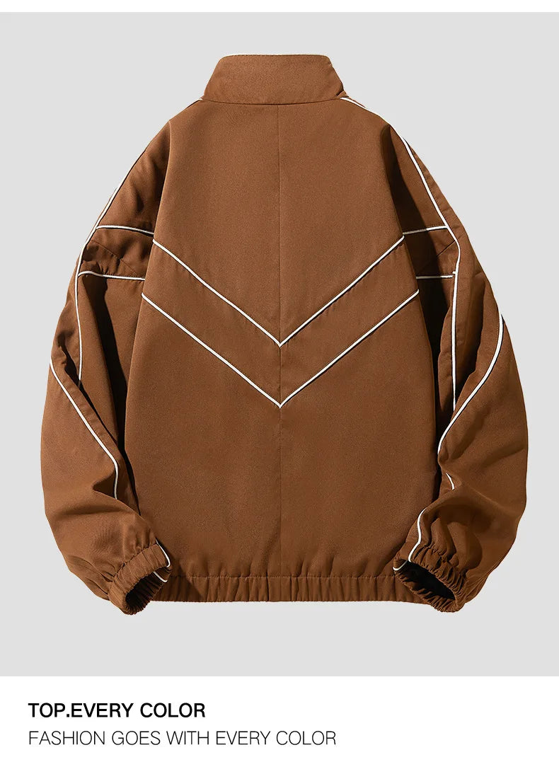 mens casual jackets oversized outdoor stand collar baseball coat spring casual varsity coat running fashion windbreaker unisex unique default style 3836