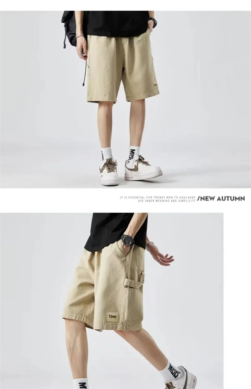 summer american casual retro shorts for men 2025 new loose straight short sweatpant streetwear fashion five point baggy bermudas unique joggers style 343