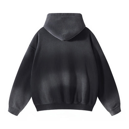Autumn and Winter Washing Spray Dyeing Baggy Hoodies Distressed Hip Hop Gradient Men's and Women's Oversize Hooded Sweatshirts Street King Limited