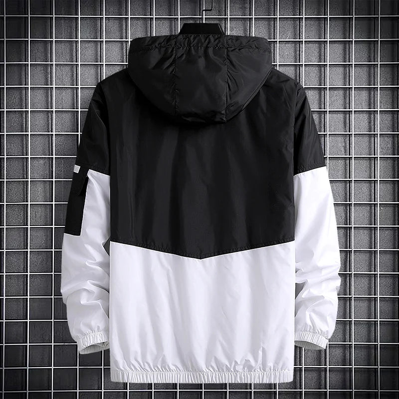 man windbreaker jacket autumn outdoor hooded sports windbreak running men jackets clean everyday pants